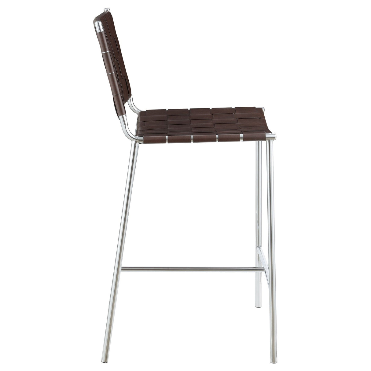 Adelaide Upholstered Counter Height Stool with Open Back Brown and Chrome | Coaster | Home Elegance USA