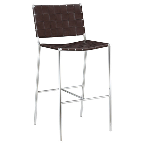 Bar Stool - Adelaide Upholstered Bar Stool with Open Back Brown and Chrome