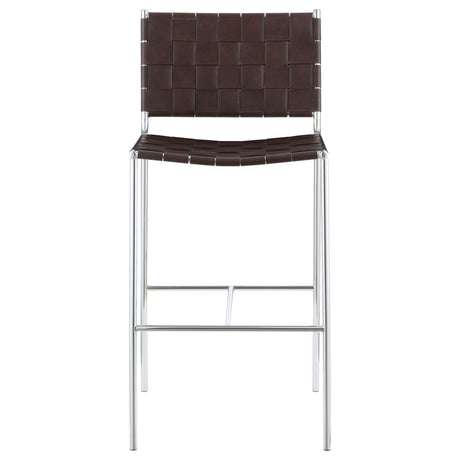 Adelaide Upholstered Bar Stool with Open Back Brown and Chrome | Coaster - 183584 - Home Elegance USA - 3