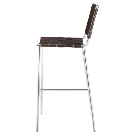 Adelaide Upholstered Bar Stool with Open Back Brown and Chrome | Coaster - 183584 - Home Elegance USA - 5