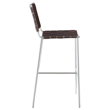 Adelaide Upholstered Bar Stool with Open Back Brown and Chrome | Coaster - 183584 - Home Elegance USA - 8