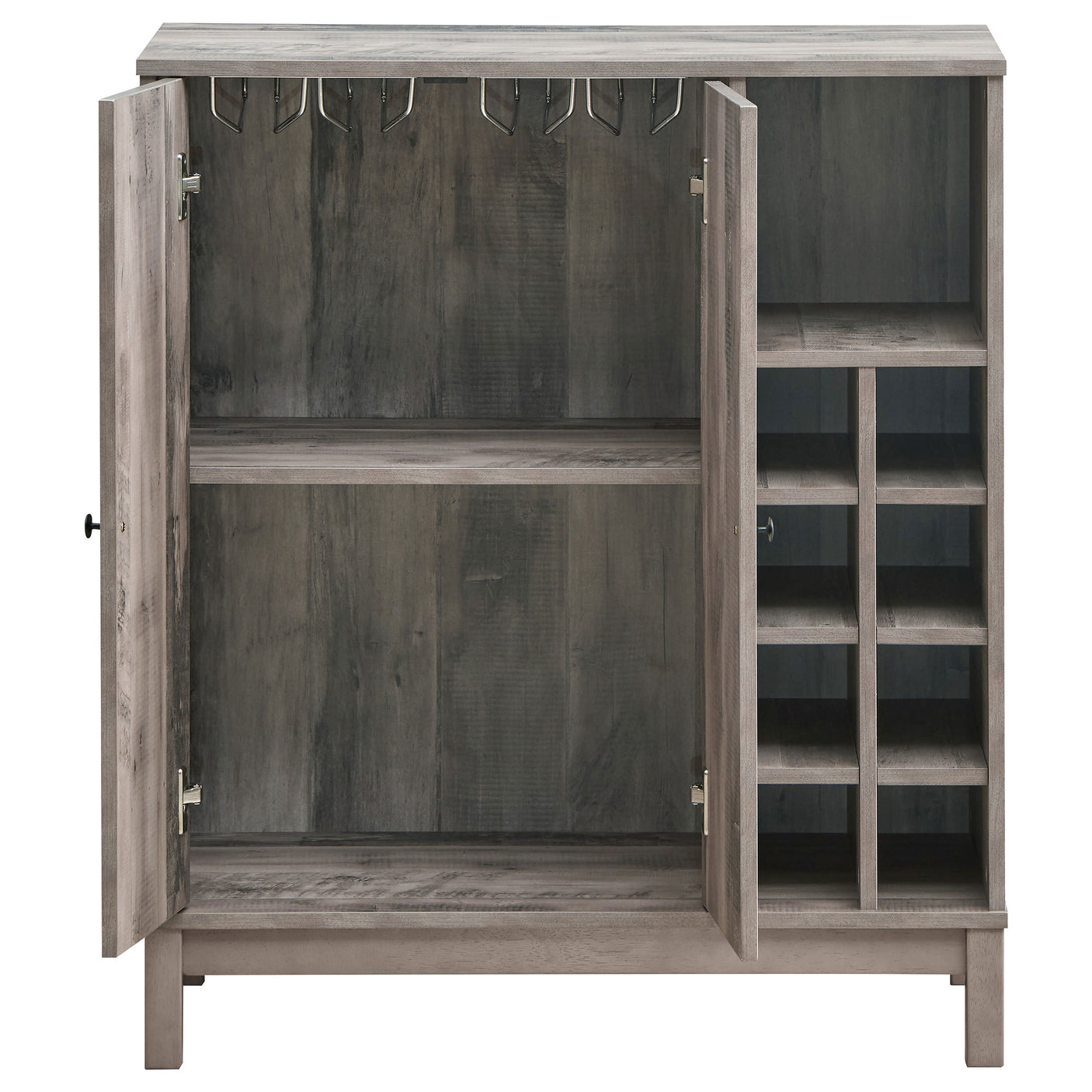 Bar Cabinet - Cheyenne 2-door Wine Cabinet with Stemware Rack Weathered Acacia