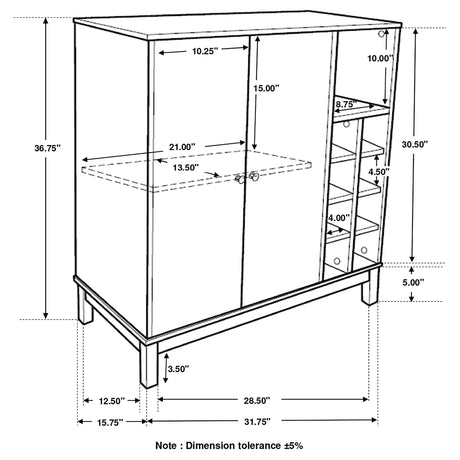 Bar Cabinet - Cheyenne 2-door Wine Cabinet with Stemware Rack Weathered Acacia