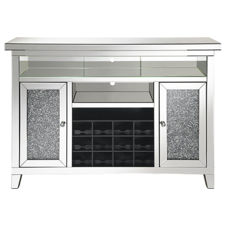 Bar Cabinet - Melinda 2-door Wine Cabinet with Lighting Mirror