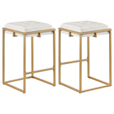 Counter Stool - Nadia Square Padded Seat Counter Height Stool (Set of 2) Beige and Gold