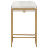 Counter Stool - Nadia Square Padded Seat Counter Height Stool (Set of 2) Beige and Gold