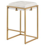 Counter Stool - Nadia Square Padded Seat Counter Height Stool (Set of 2) Beige and Gold