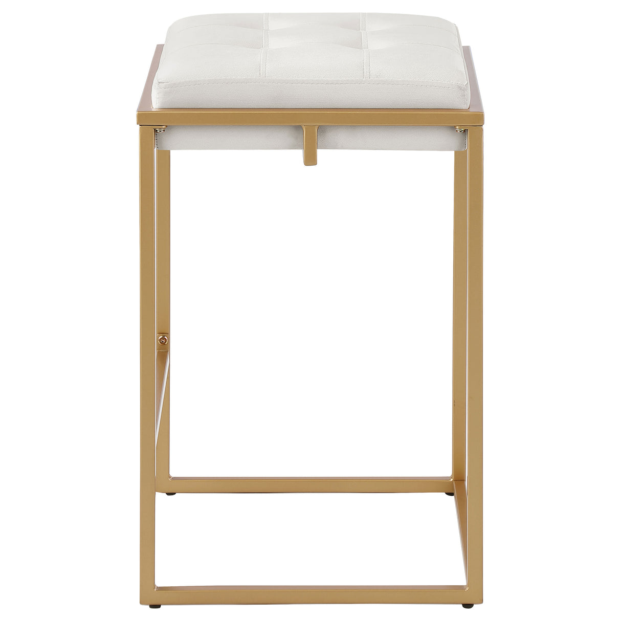 Counter Stool - Nadia Square Padded Seat Counter Height Stool (Set of 2) Beige and Gold