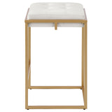 Counter Stool - Nadia Square Padded Seat Counter Height Stool (Set of 2) Beige and Gold