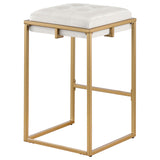 Counter Stool - Nadia Square Padded Seat Counter Height Stool (Set of 2) Beige and Gold