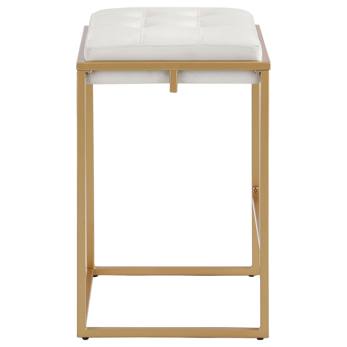 Counter Stool - Nadia Square Padded Seat Counter Height Stool (Set of 2) Beige and Gold