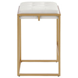 Counter Stool - Nadia Square Padded Seat Counter Height Stool (Set of 2) Beige and Gold