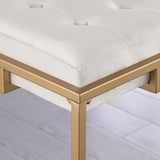 Counter Stool - Nadia Square Padded Seat Counter Height Stool (Set of 2) Beige and Gold