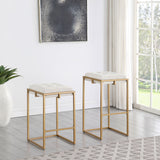 Counter Stool - Nadia Square Padded Seat Counter Height Stool (Set of 2) Beige and Gold