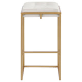 Bar Stool - Nadia Square Padded Seat Bar Stool (Set of 2) Beige and Gold