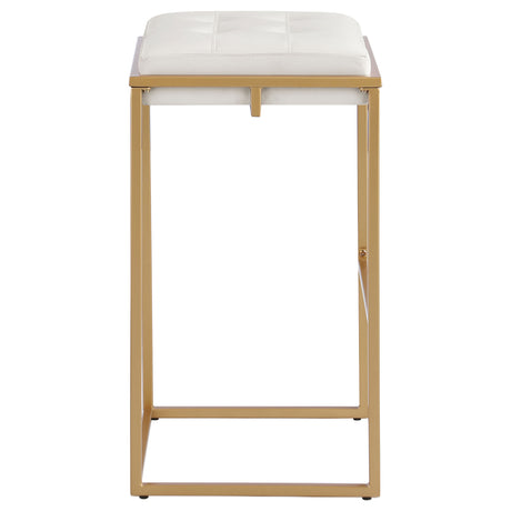 Bar Stool - Nadia Square Padded Seat Bar Stool (Set of 2) Beige and Gold