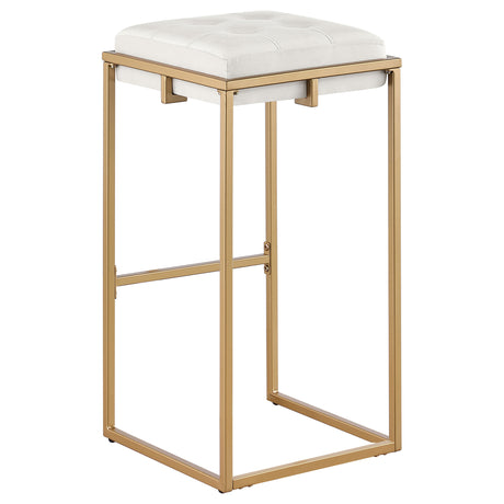 Bar Stool - Nadia Square Padded Seat Bar Stool (Set of 2) Beige and Gold