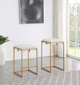 Bar Stool - Nadia Square Padded Seat Bar Stool (Set of 2) Beige and Gold