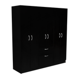 Six Doors Armoire Maya, Bedroom, Black / White - sold by Home Elegance USA