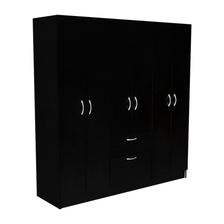 Six Doors Armoire Maya, Bedroom, Black / White - sold by Home Elegance USA