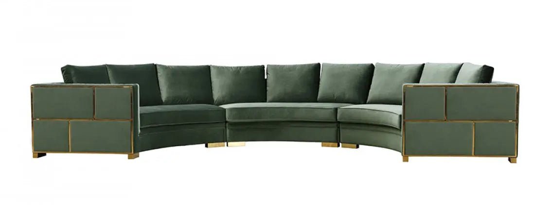 Divani Casa Ritner Modern Green Velvet Circular Sectional Sofa Vgyuhd - 1840 - B - Grn - VGYUHD - 1840 - B - GRN - Home Elegance USA - 1