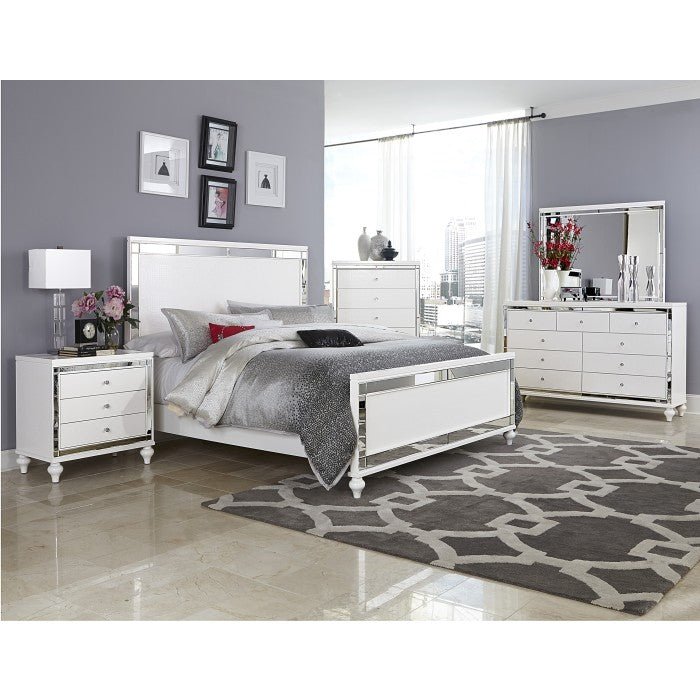 Alonza Bright White 5 Piece Eastern King Bedroom Set With Led Lighting 1845Kled - 1Ek - 9 | Homelegance | Home Elegance USA