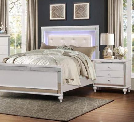 Alonza Bright White 3 Piece Eastern King Bedroom Set With Led Lighting 1845Kled - 1Ek - 3 | Homelegance - 1845KLED - 1EK - 3 - Home Elegance USA - 1