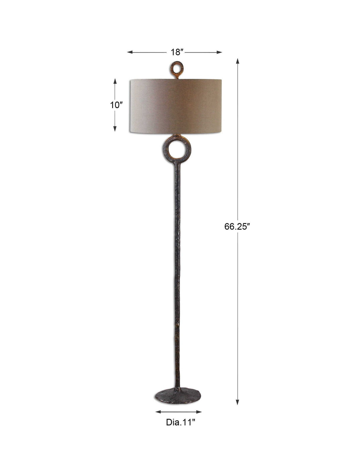 Ferro Cast Iron Floor Lamp - Dark Brown / Beige by Uttermost - View 5