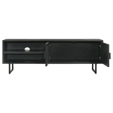 Manaya Charcoal Black 2-Door TV Stand - sold by Home Elegance USA