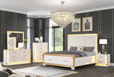 OBSESSION Contemporary Style 5PC Queen Bedroom Set Made with Wood & Gold Finish(CA INVENTORY)