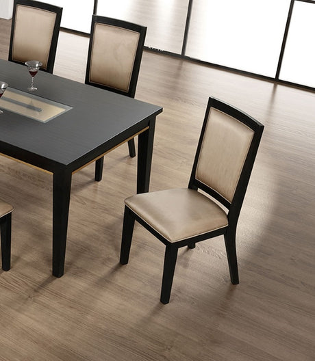 7pc Dining Set Contemporary Espresso Dining Table Glass Insert Top 6x Chairs Wooden Kitchen Dining Room Furniture - sold by Home Elegance USA