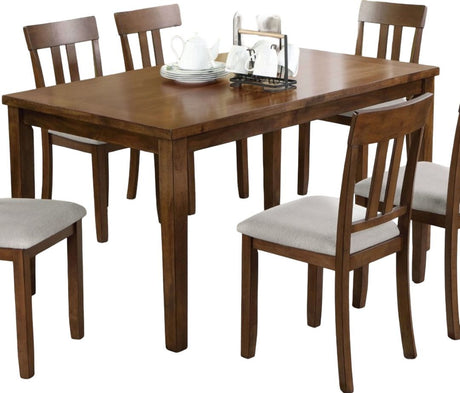 Transitional Style 7pc Dining Table Set 1x Rectangle Table 6x Chairs Padded Seat Cushion Walnut And Beige Finish - sold by Home Elegance USA