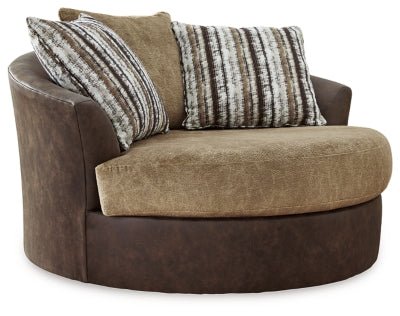 Ashley Chocolate Alesbury Oversized Swivel Accent Chair - Velvet - 1870421 - Home Elegance USA - 1