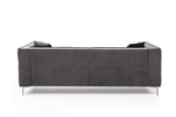 82.3" Width Modern Velvet Sofa Jeweled Buttons Tufted Square Arm Couch Grey,2 Pillows Included | Home Elegance USA