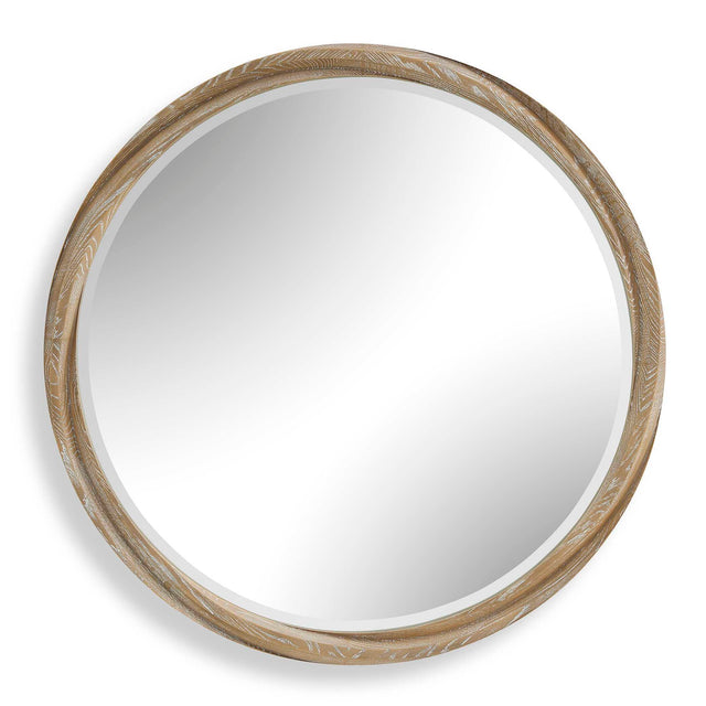 Landry Round Mirror Light Wood - Light Brown by Uttermost - View 1