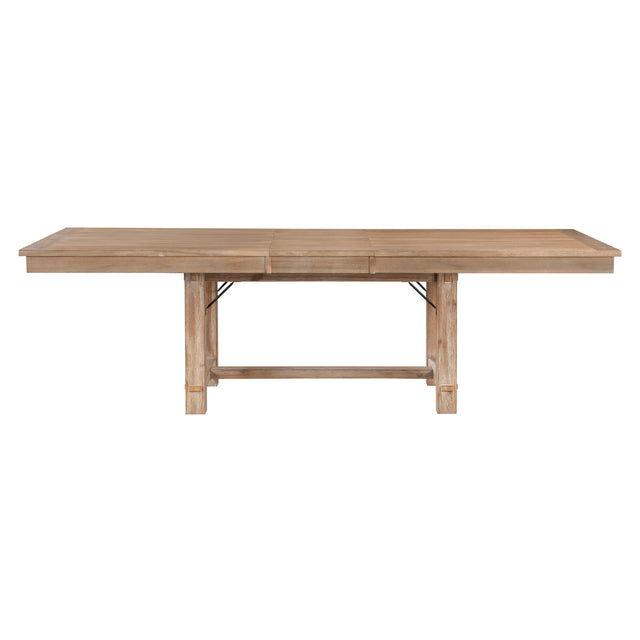 Light Oak Finish Dining Table 1pc, 102' Table with Self-storing Leaf Beautiful Rustic Look Dining Furniture