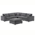 Chelsea Modular 6-Piece Sectional in Charcoal with Plush Polyester Upholstery - sold by Home Elegance USA