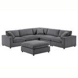 Chelsea Modular 6-Piece Sectional in Charcoal with Plush Polyester Upholstery