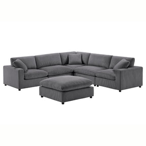 Chelsea Modular 6-Piece Sectional in Charcoal with Plush Polyester Upholstery - sold by Home Elegance USA