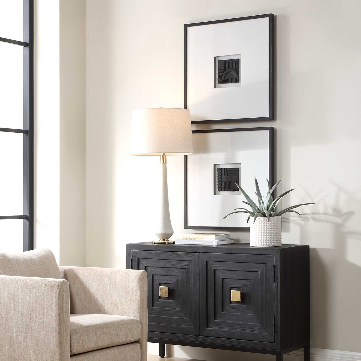 Origins Shadow Boxes (Set of 2) - Black / White by Uttermost - View 3