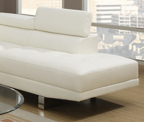White Color Sectional Living Room Furniture Faux Leather Adjustable Headrest Right Facing Chaise & Left Facing Sofa - sold by Home Elegance USA
