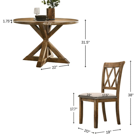 Windvale Cross-Buck Wood 5-Piece Dining Set - sold by Home Elegance USA