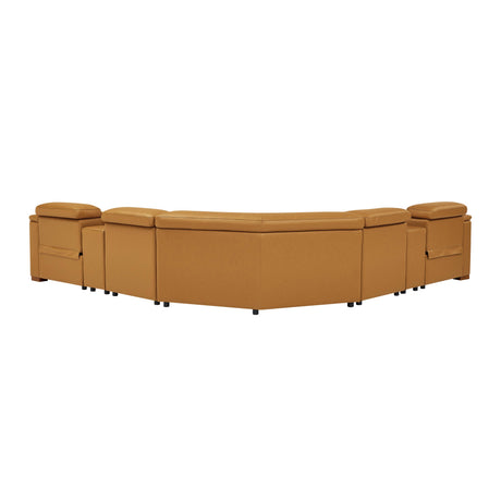 Leather Match Modular Sectional with Recliner Seat and Adjustable Headrest and Storage Console with Cup Holders - sold by Home Elegance USA