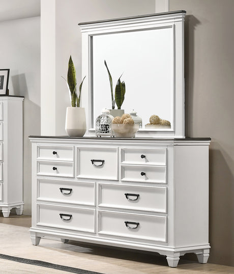 Clelane Wood Bedroom Set with Shiplap Panel Queen Bed, Dresser, Mirror, and Two Nightstands - sold by Home Elegance USA