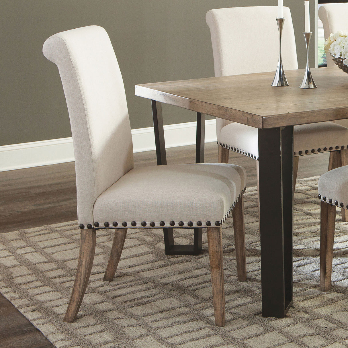 Salem Fabric Upholstered Dining Side Chair Beige (Set of 2) - Home Elegance USA