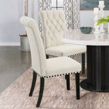 Alana Fabric Upholstered Dining Side Chair Beige (Set of 2) - Home Elegance USA