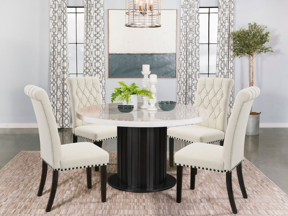 Alana Fabric Upholstered Dining Side Chair Beige (Set of 2) - Home Elegance USA