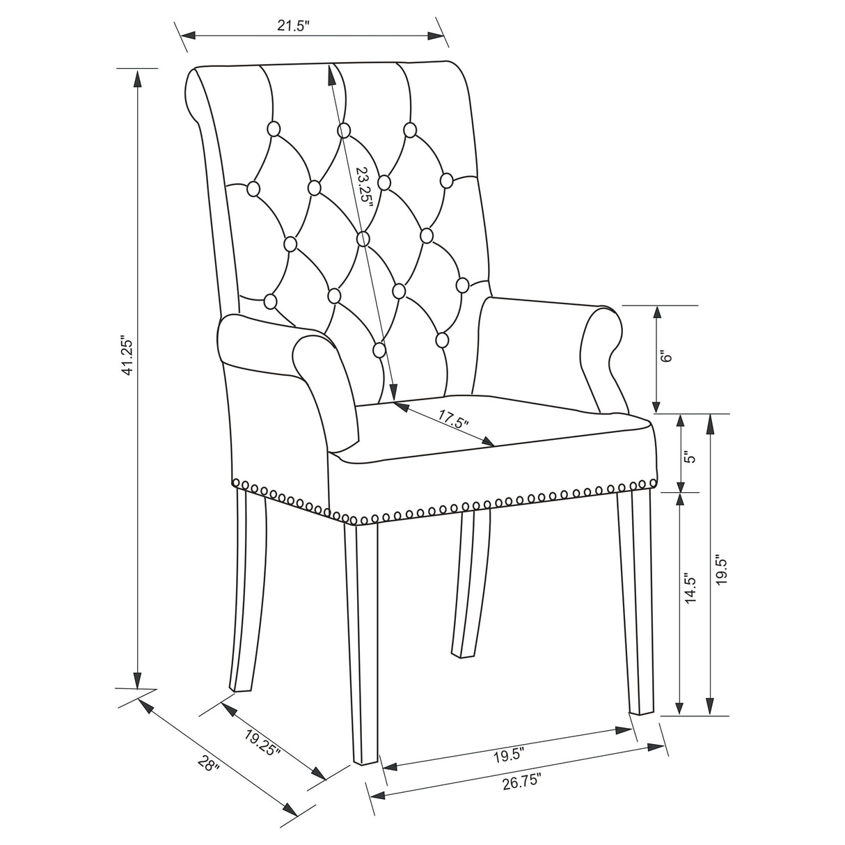 Alana Fabric Upholstered Dining Arm Chair Beige - Home Elegance USA