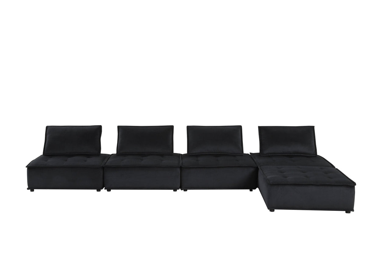 Anna Black Velvet 5 Pc Sofa and Loveseat | Home Elegance USA