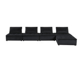 Anna Black Velvet 5 Pc Sectional Sofa - B061S00699 - Home Elegance USA - 3